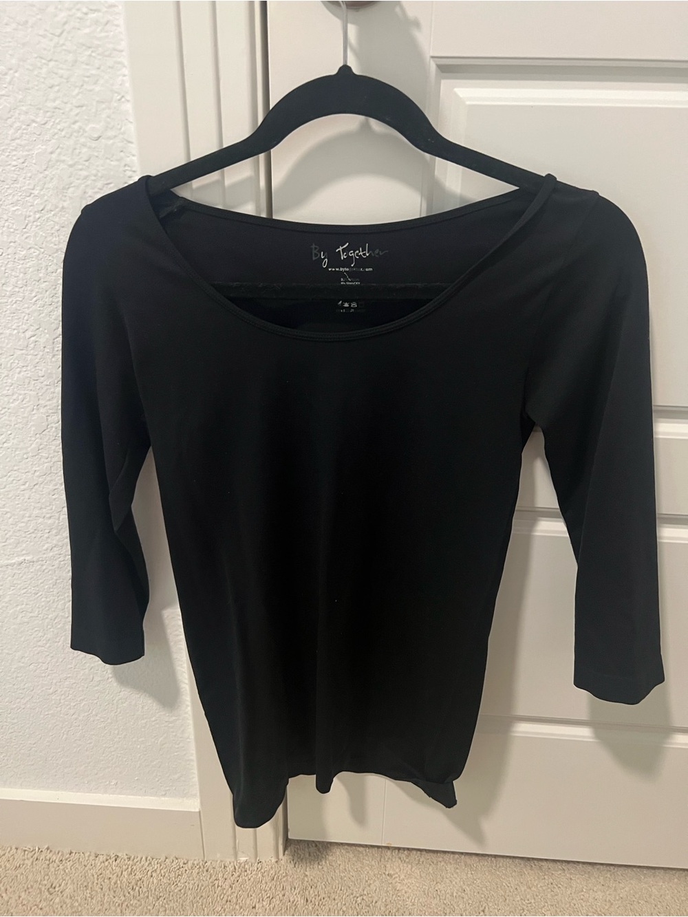 By Together Black Scoop Neck Long Sleeve Women's Top